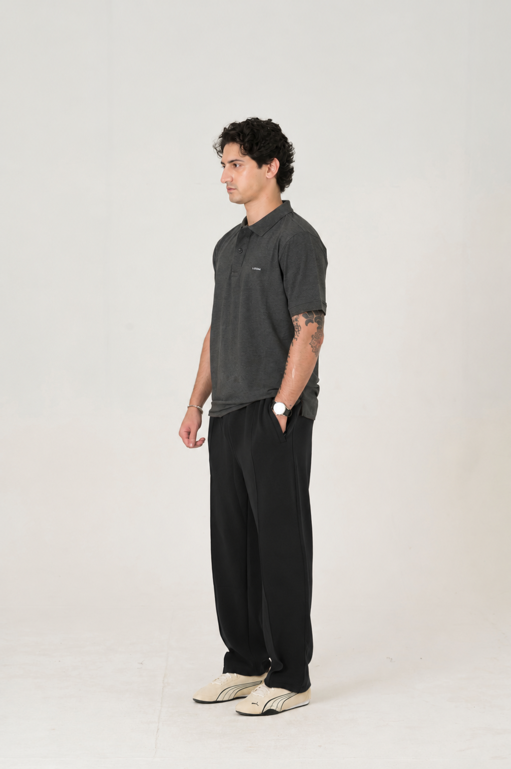 Cloud Black pleated trouser