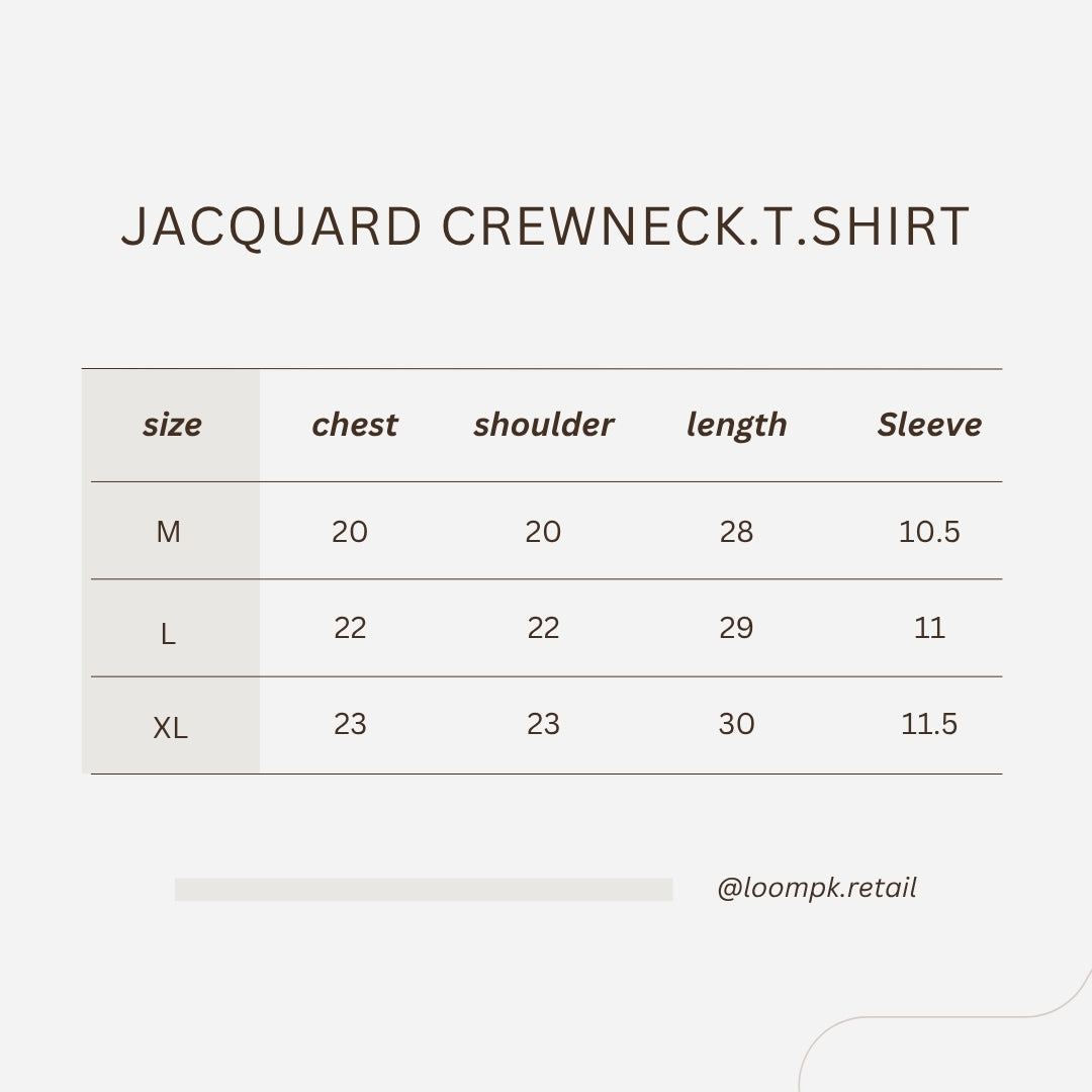 Black Jacquard Crewneck Size Chart