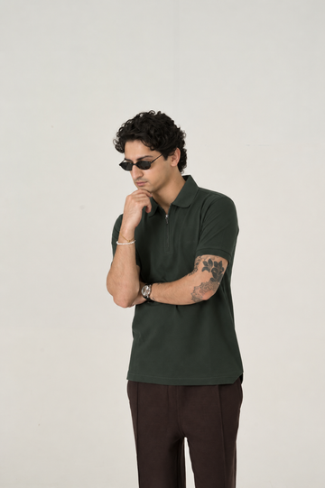 Forest Green Zip Polo