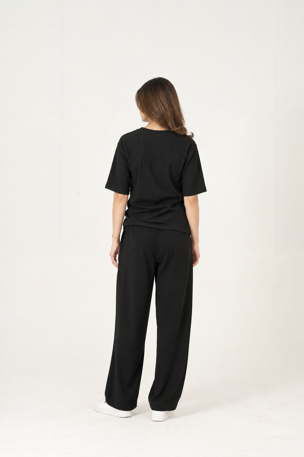 Black Interlock pleated trouser