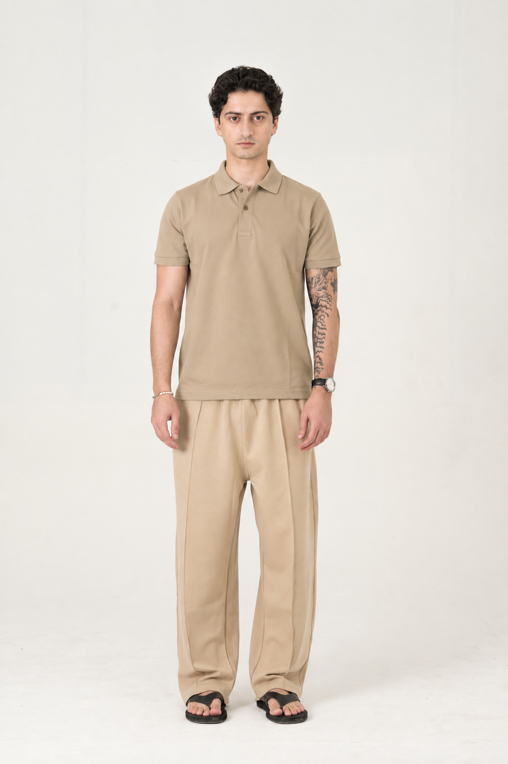 Beige Button polo