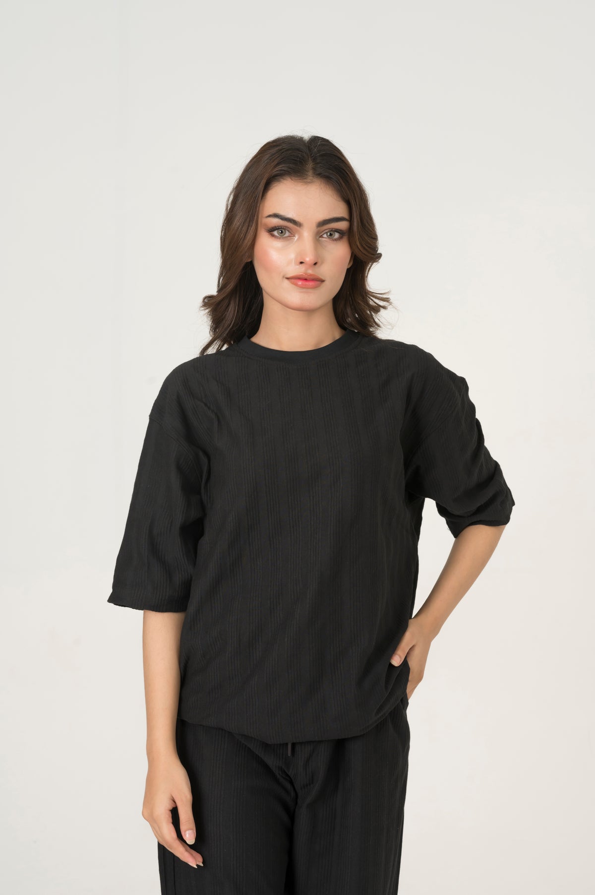 Black Jacquard Set - Women