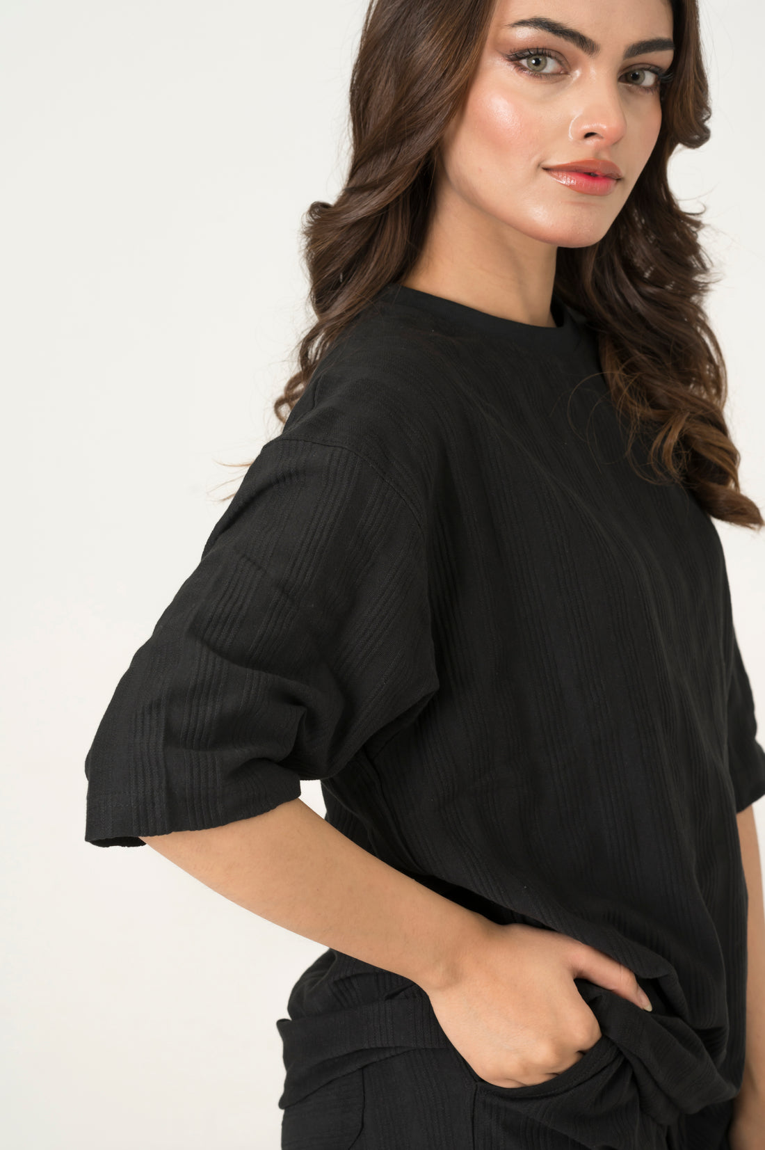 Black Jacquard Crewneck