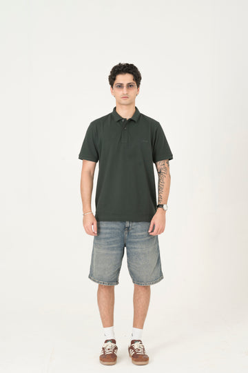 Forest Green Button Polo