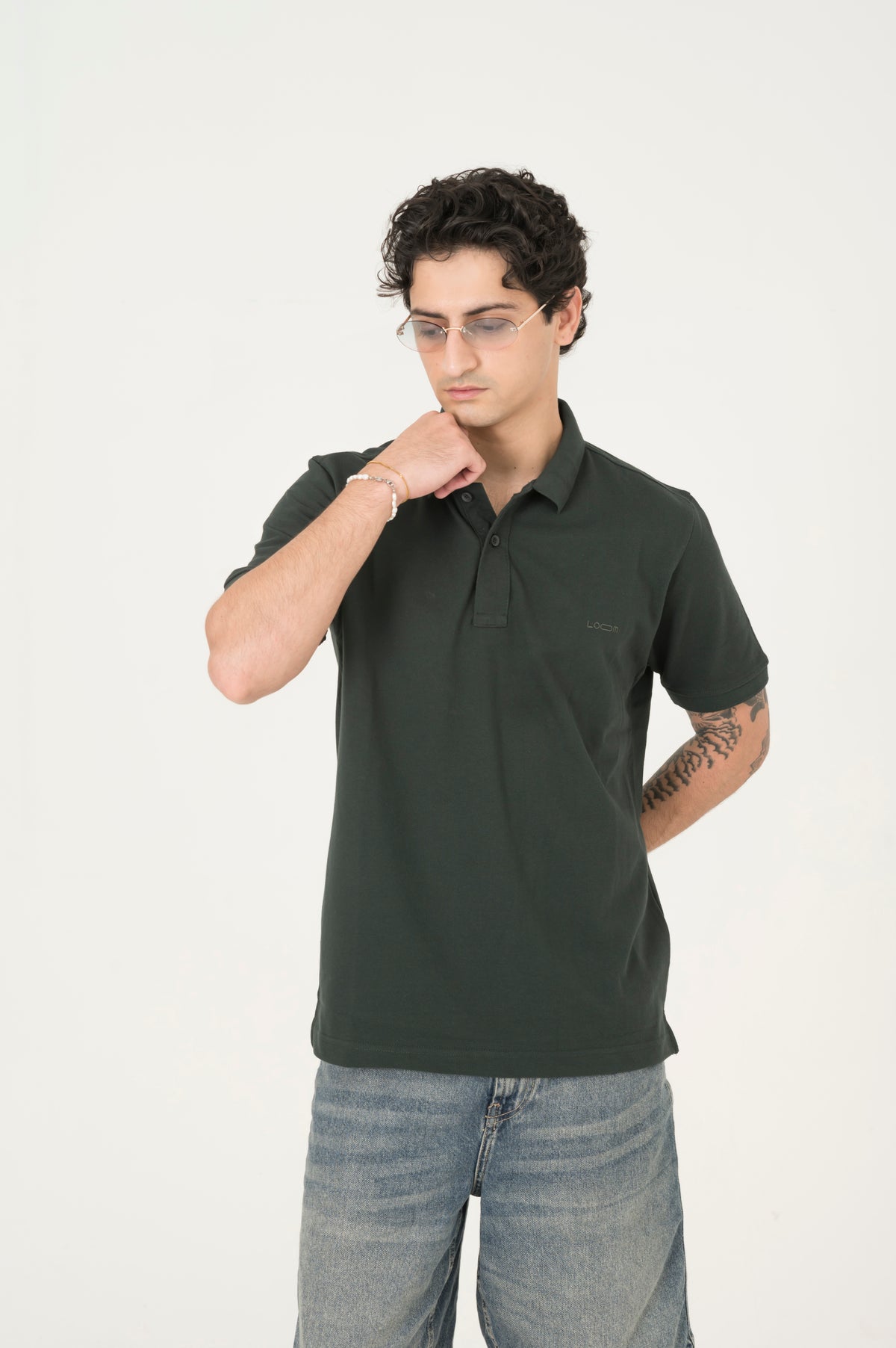 Forest Green Button Polo