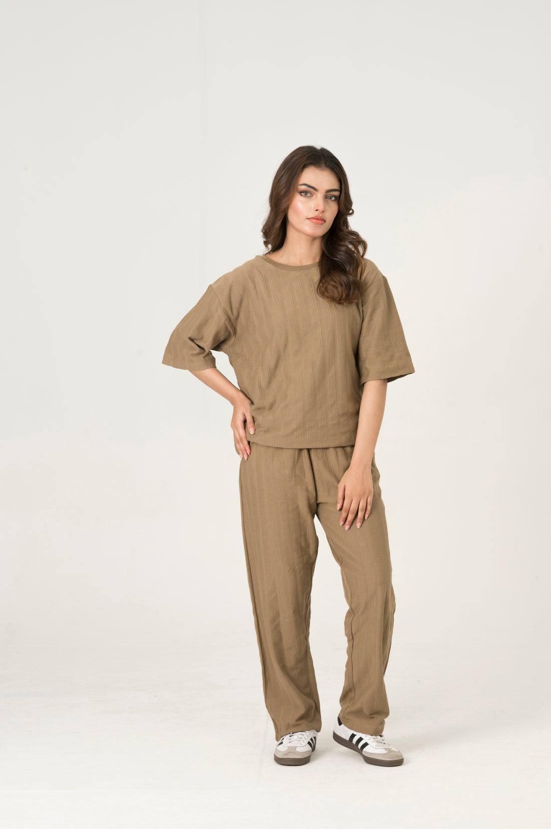 Khaki jacquard trouser
