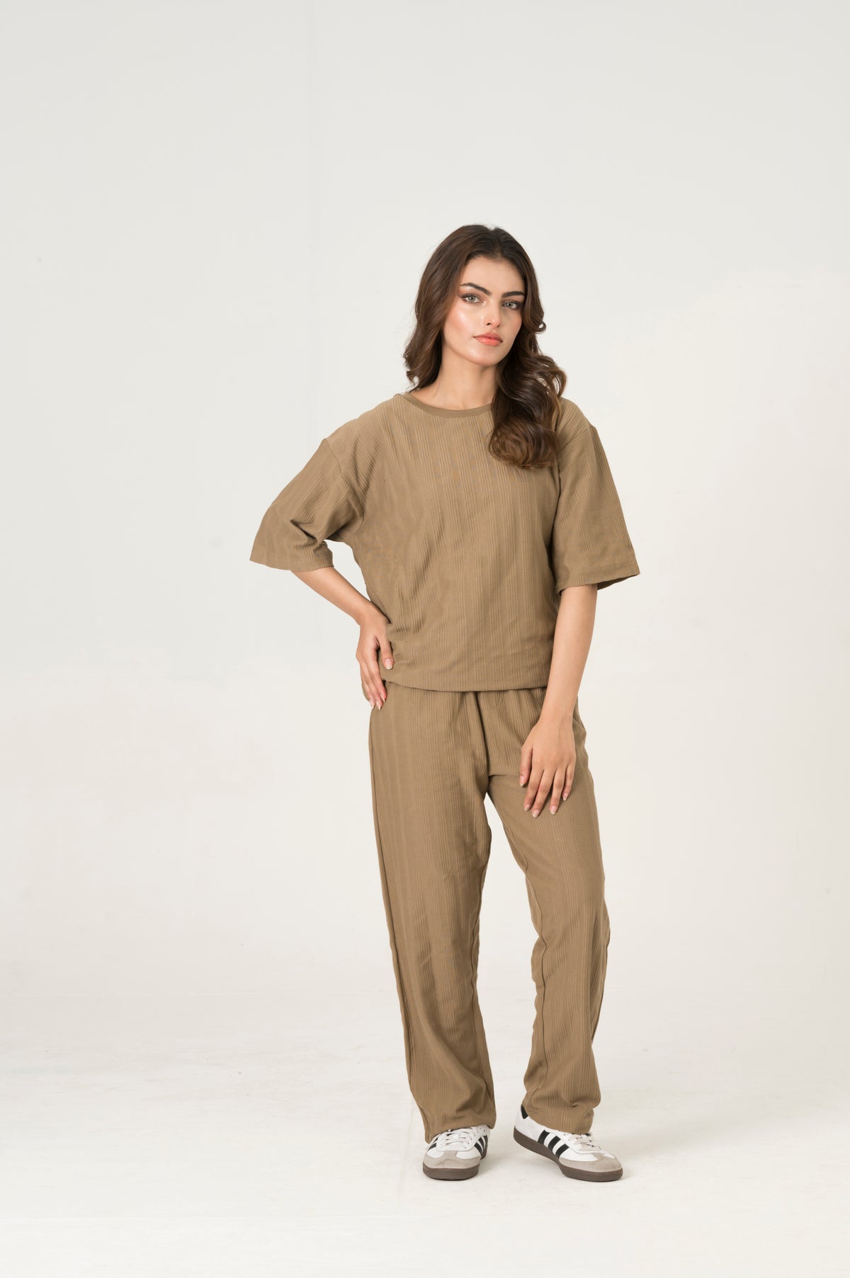 Khaki jacquard trouser