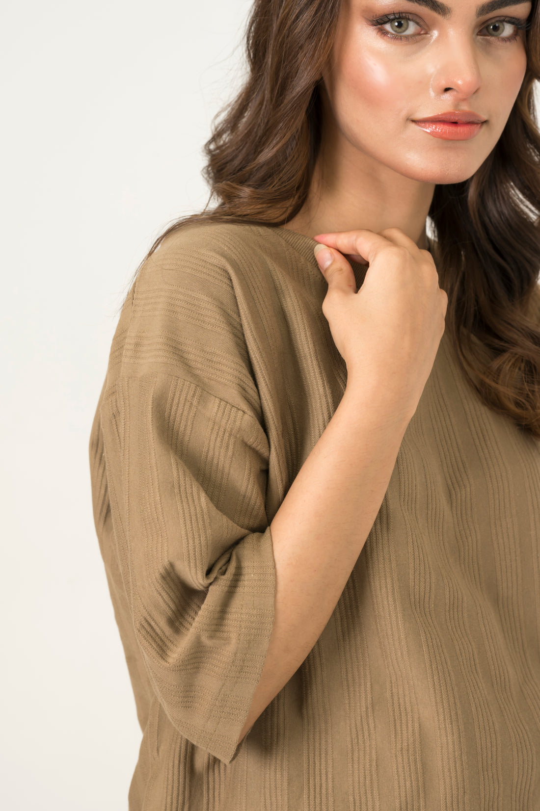 Khaki Jacquard crewneck