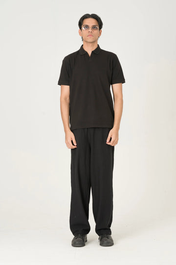 Black Johnny Collar polo