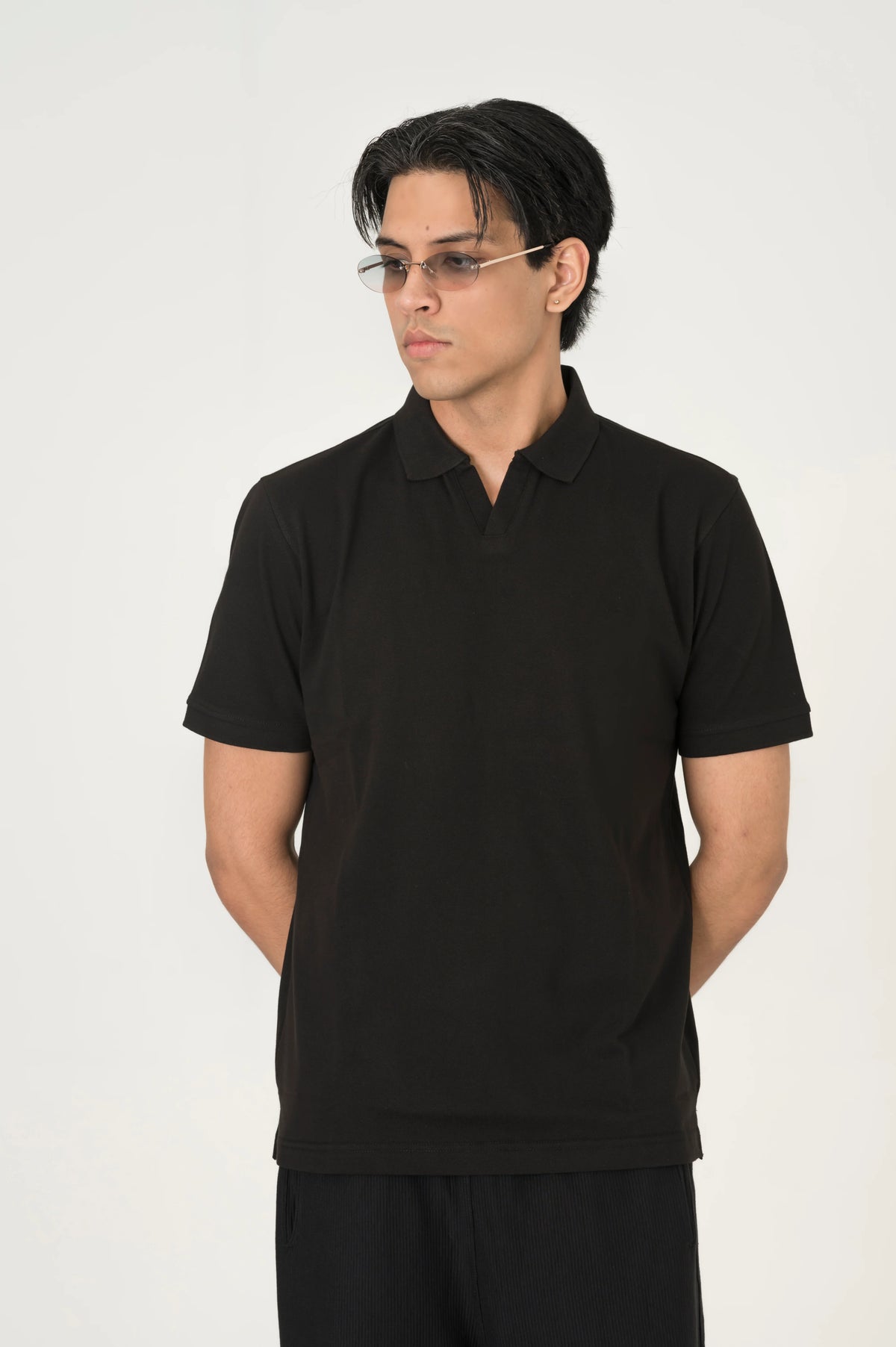 Black Johnny Collar polo