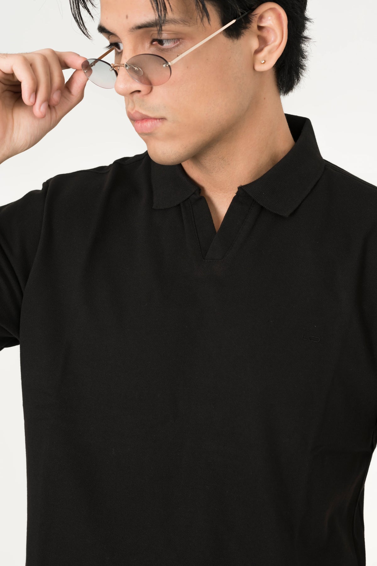 Black Johnny Collar polo