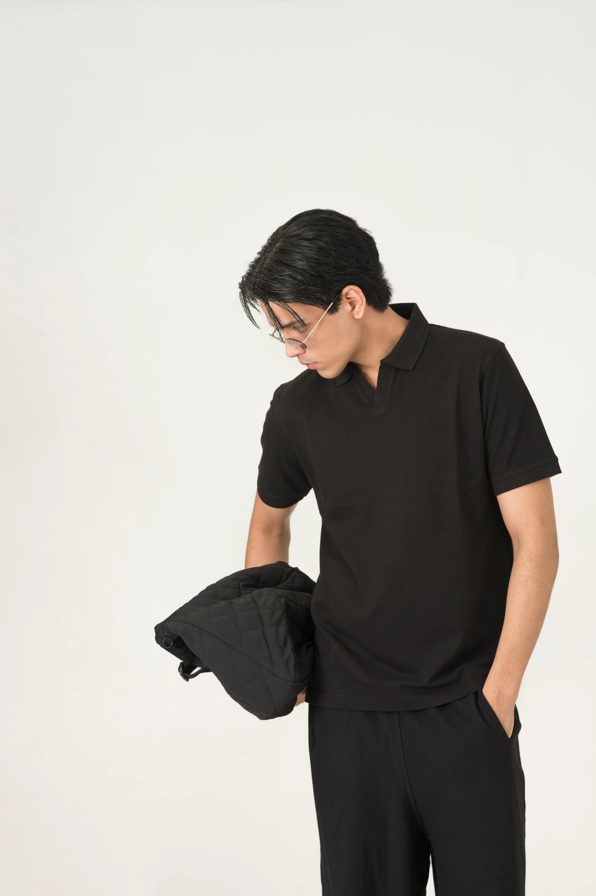 Black Johnny Collar polo