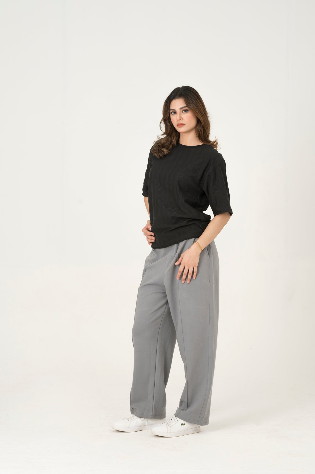 Stone Interlock pleated trouser