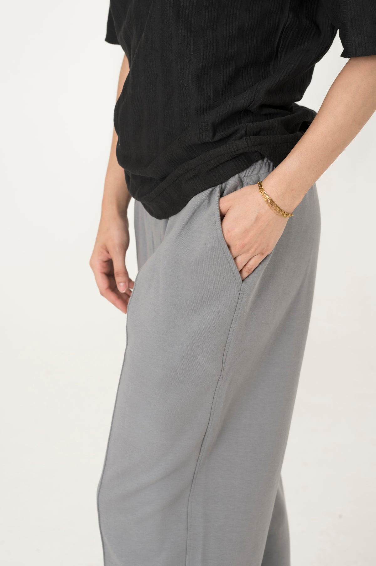 Stone Interlock pleated trouser