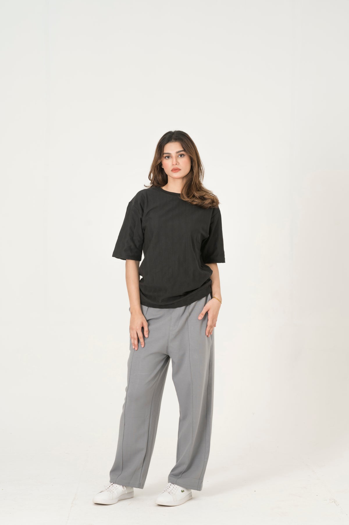 Stone Interlock pleated trouser