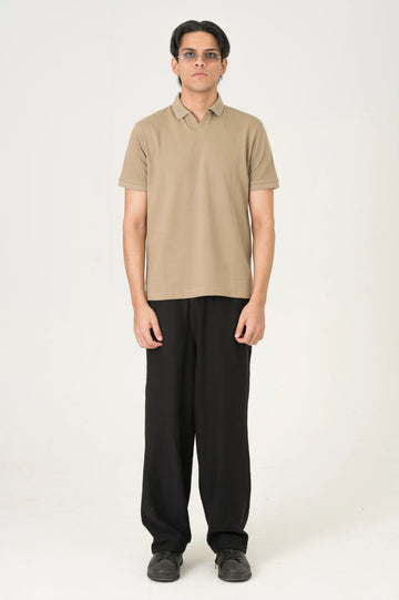 Beige Johnny Collar polo