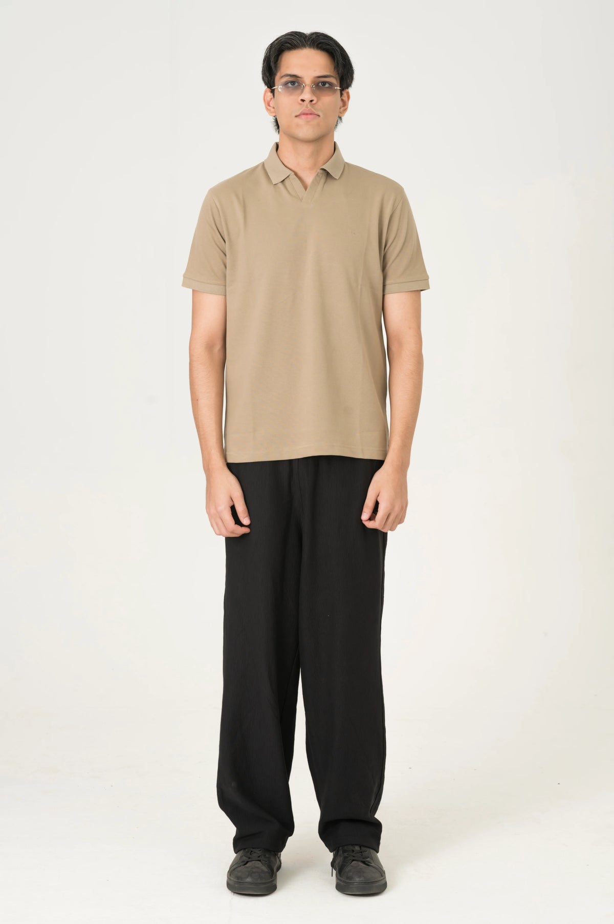 Beige Johnny Collar polo