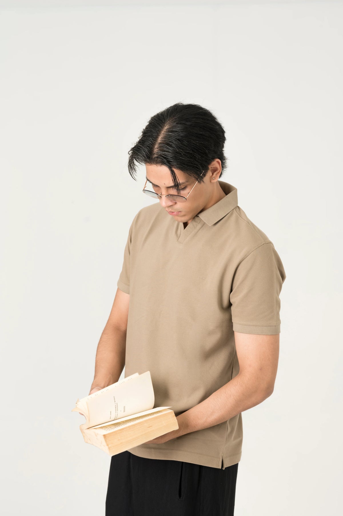 Beige Johnny Collar polo