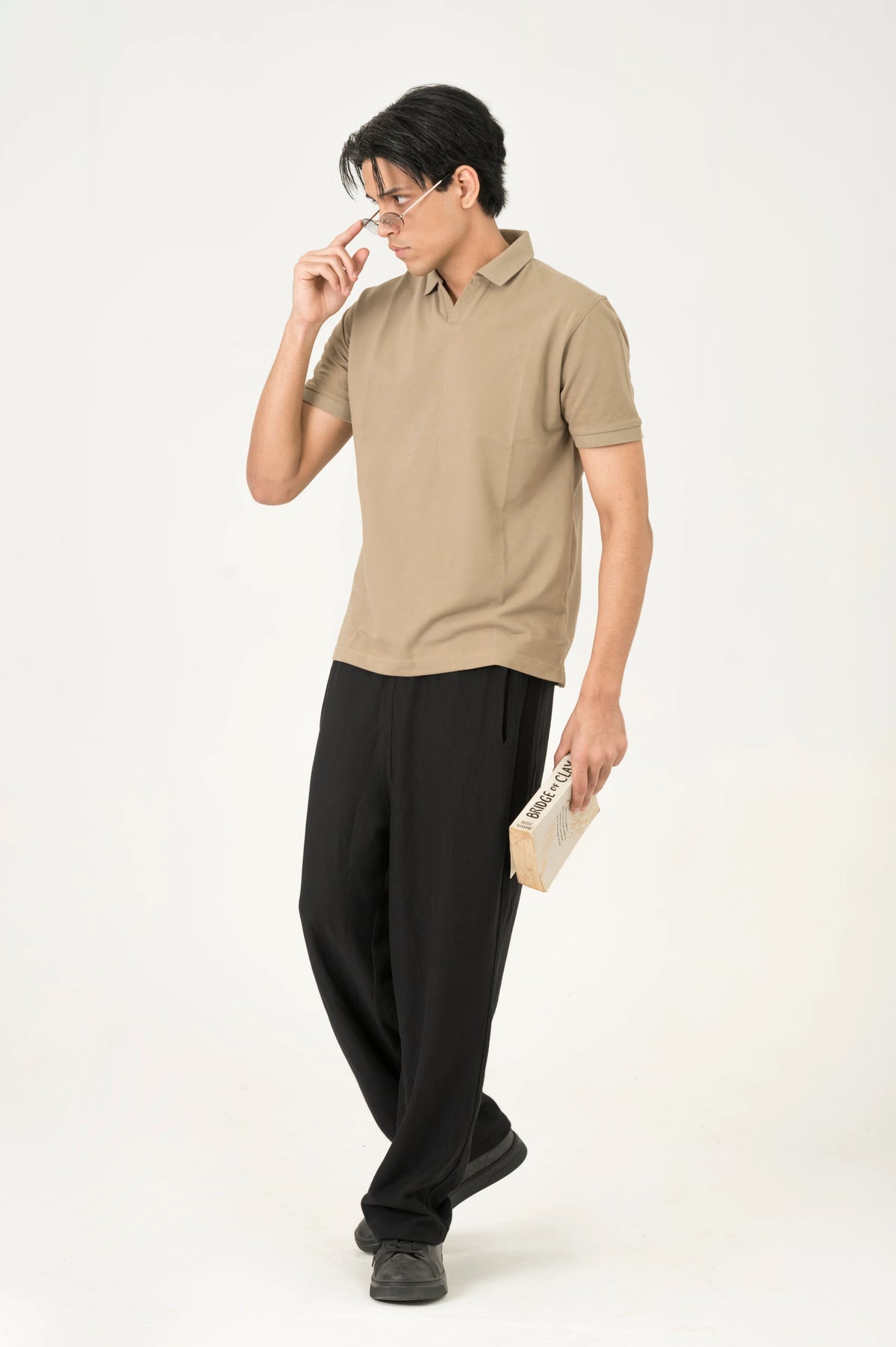 Beige Johnny Collar polo