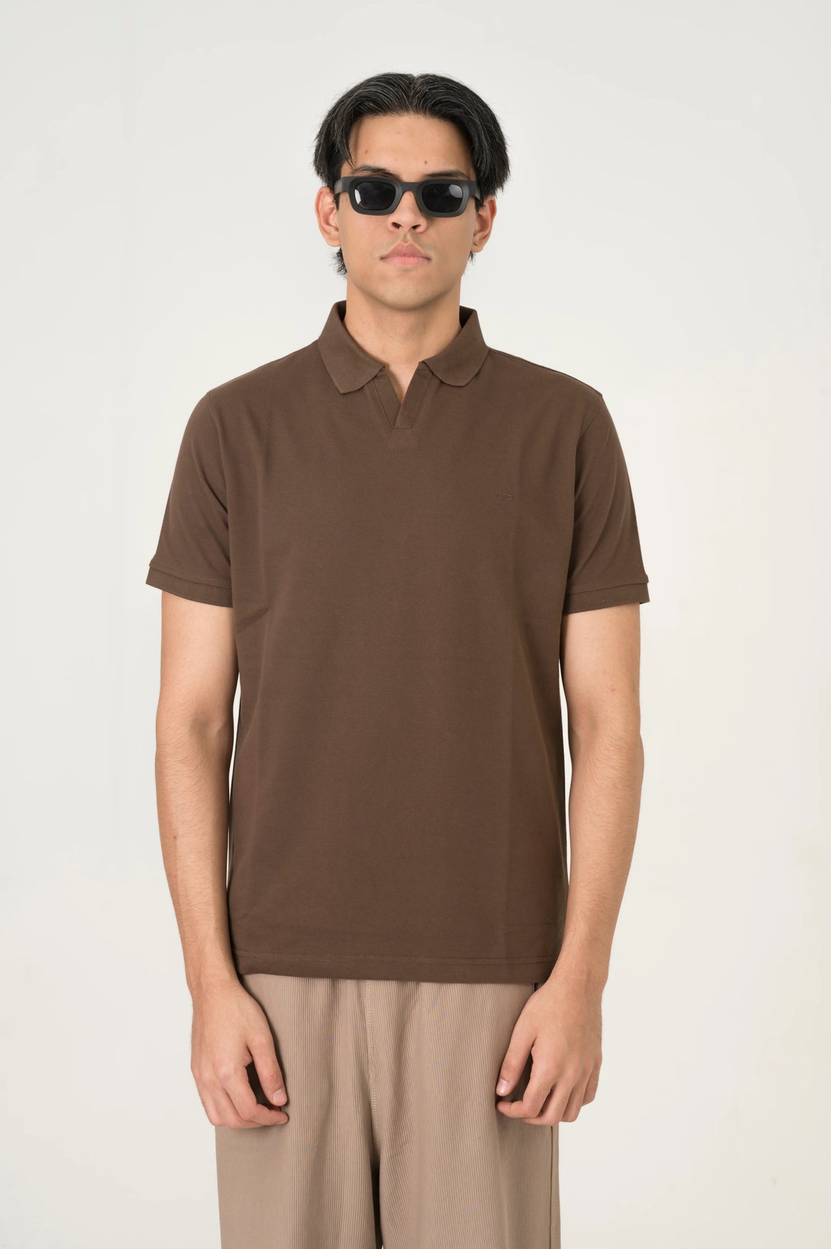 Dark Brown Johnny Collar polo