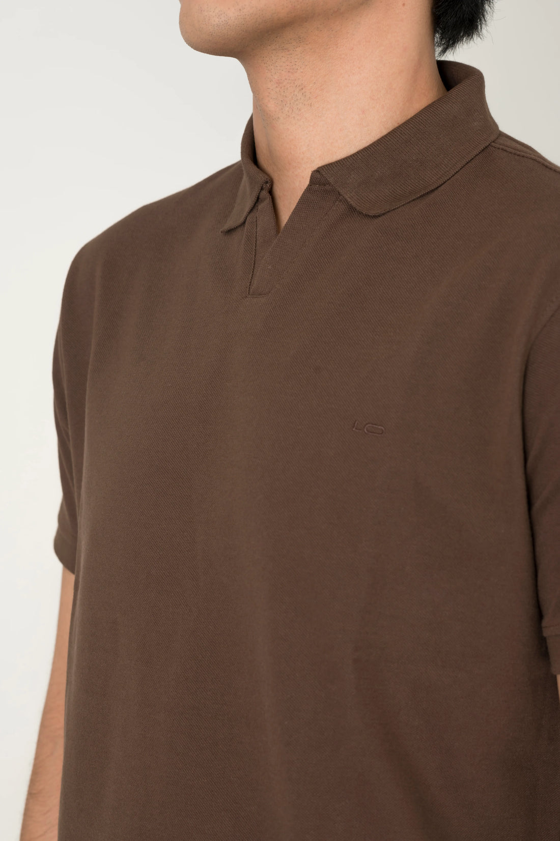 Dark Brown Johnny Collar polo