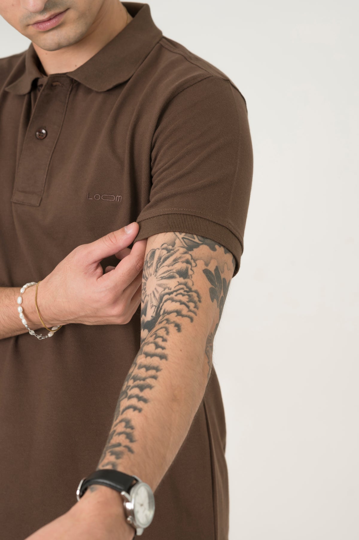 Dark brown button polo