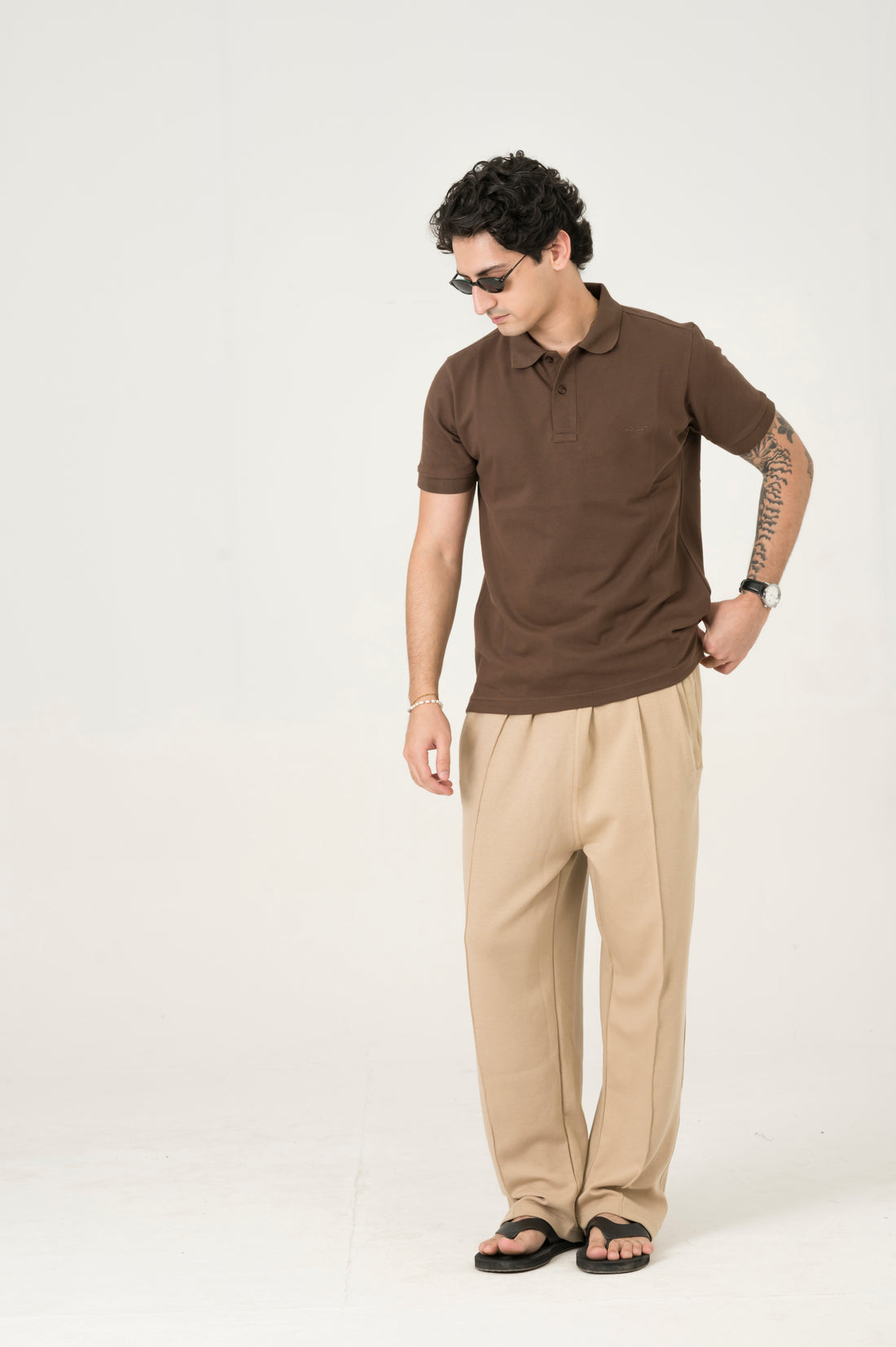 Dark brown button polo