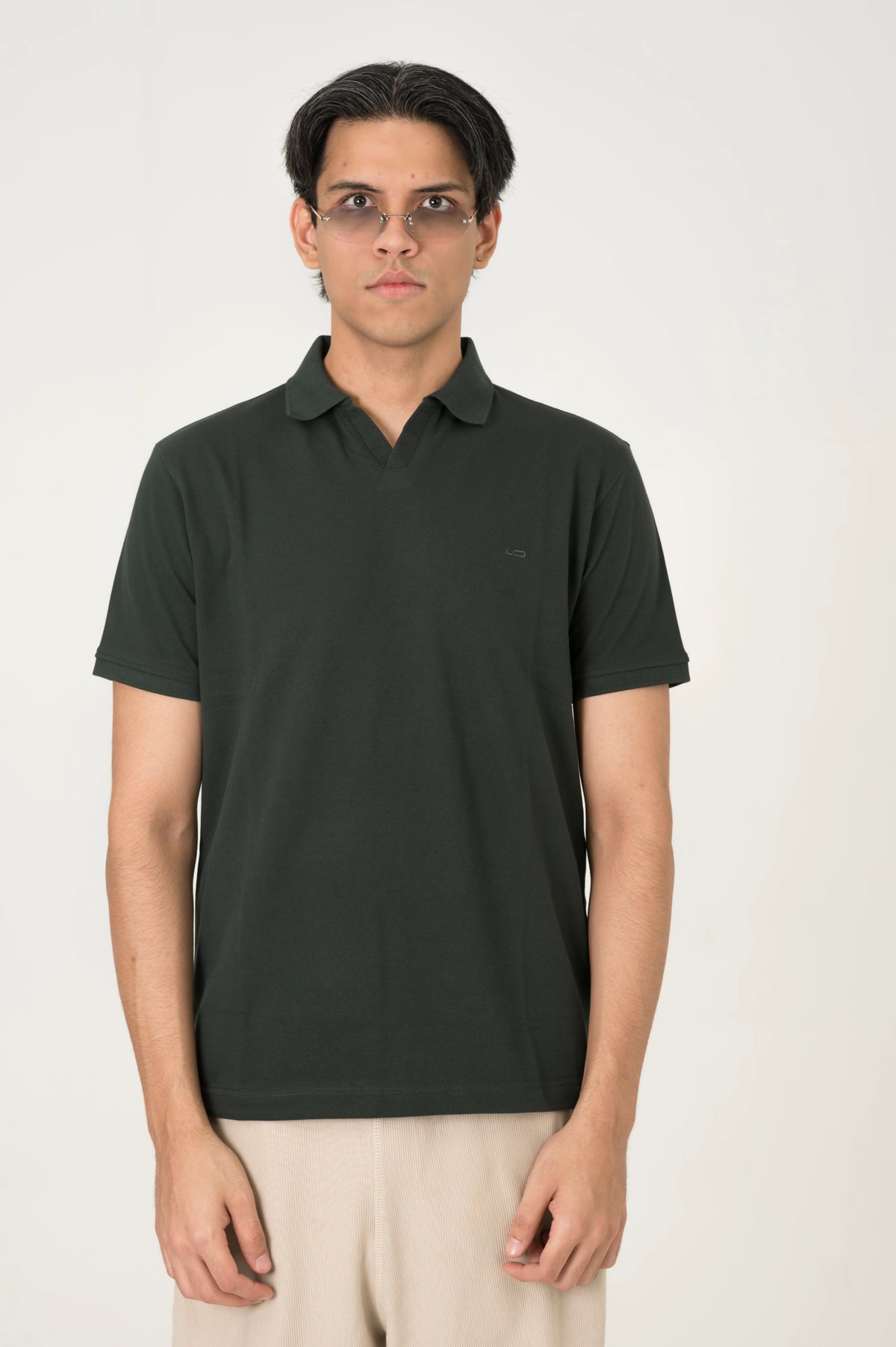 Forest green Johnny Collar polo