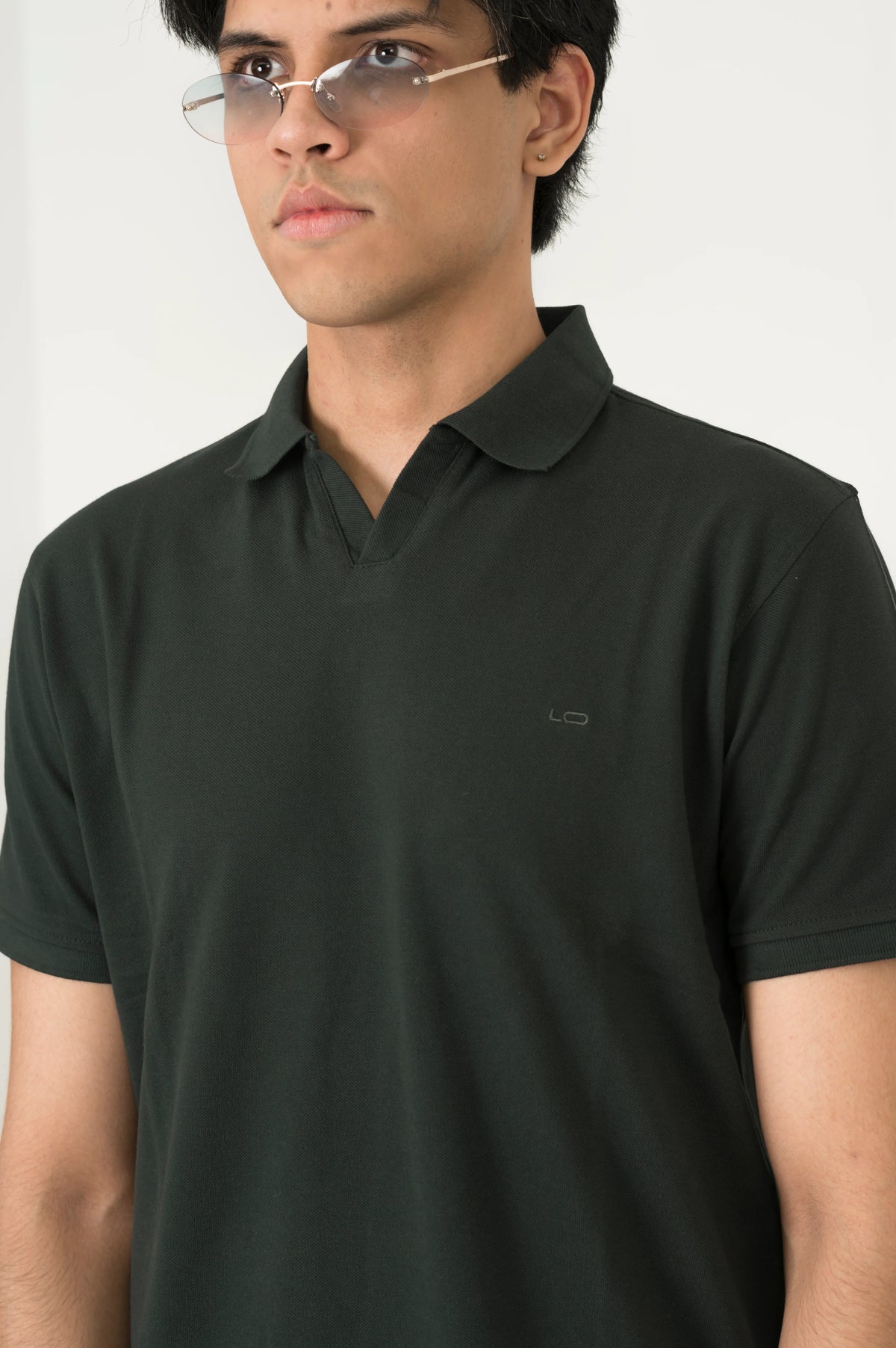 Forest green Johnny Collar polo