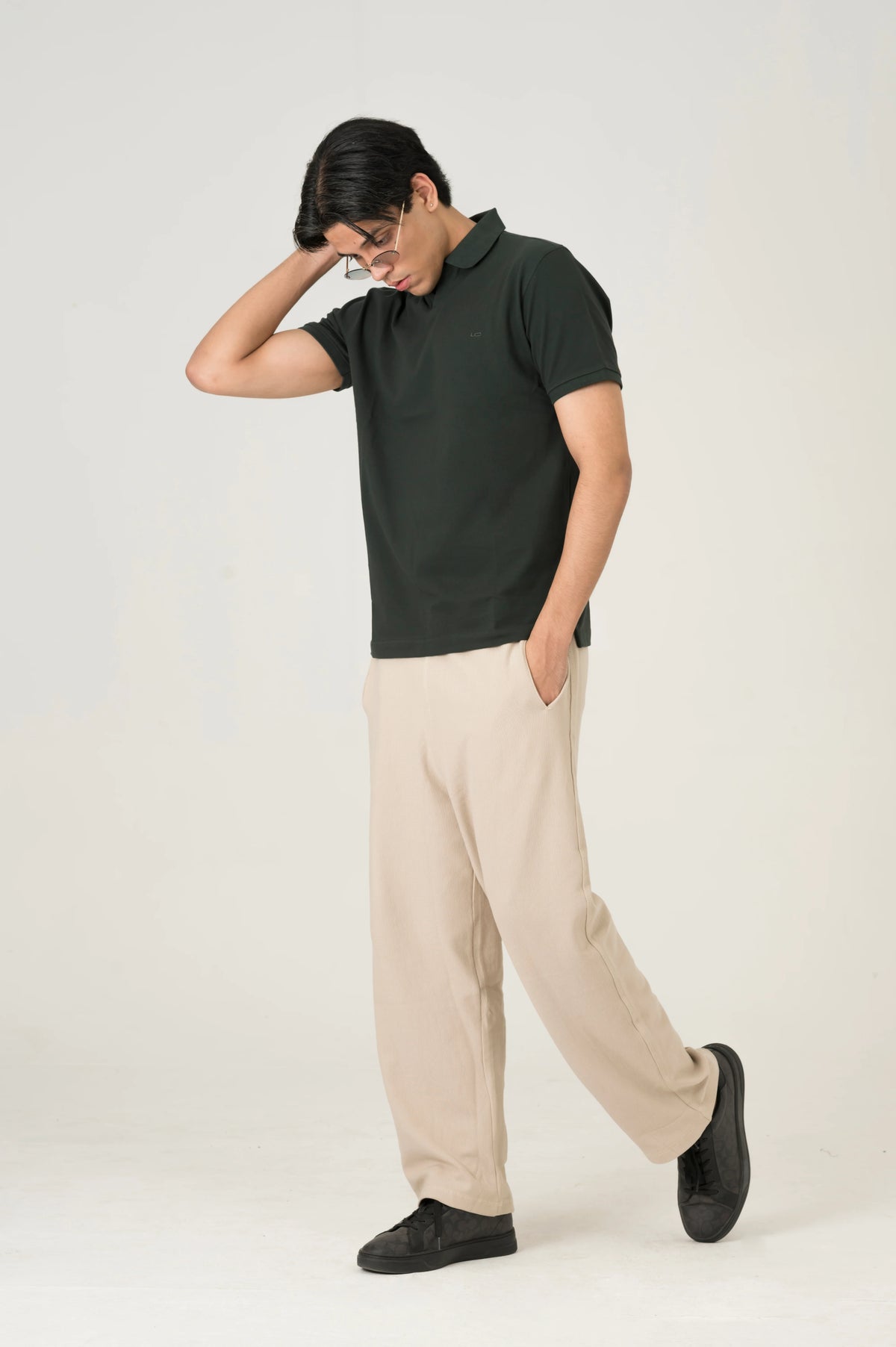 Forest green Johnny Collar polo