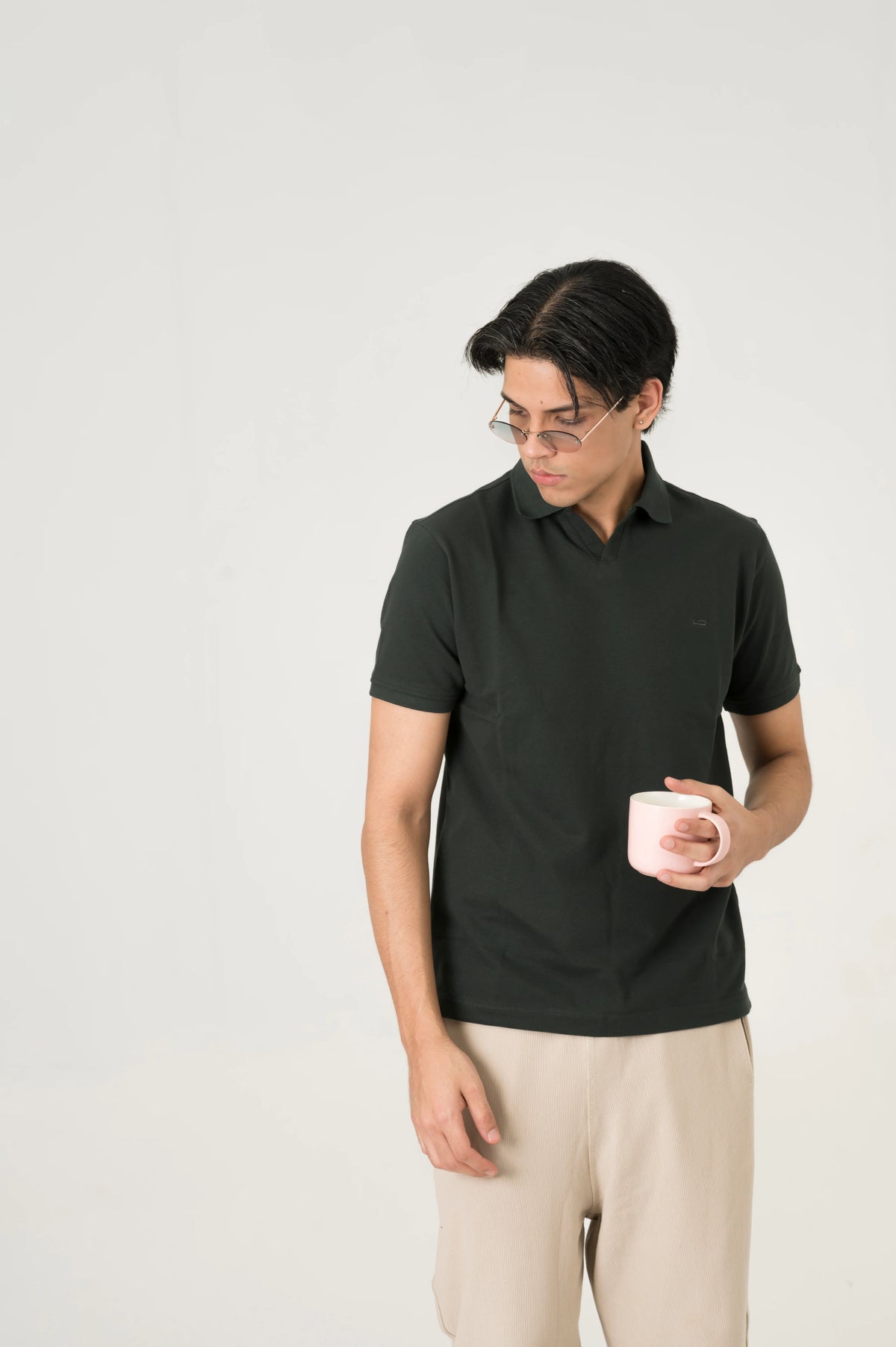 Forest green Johnny Collar polo