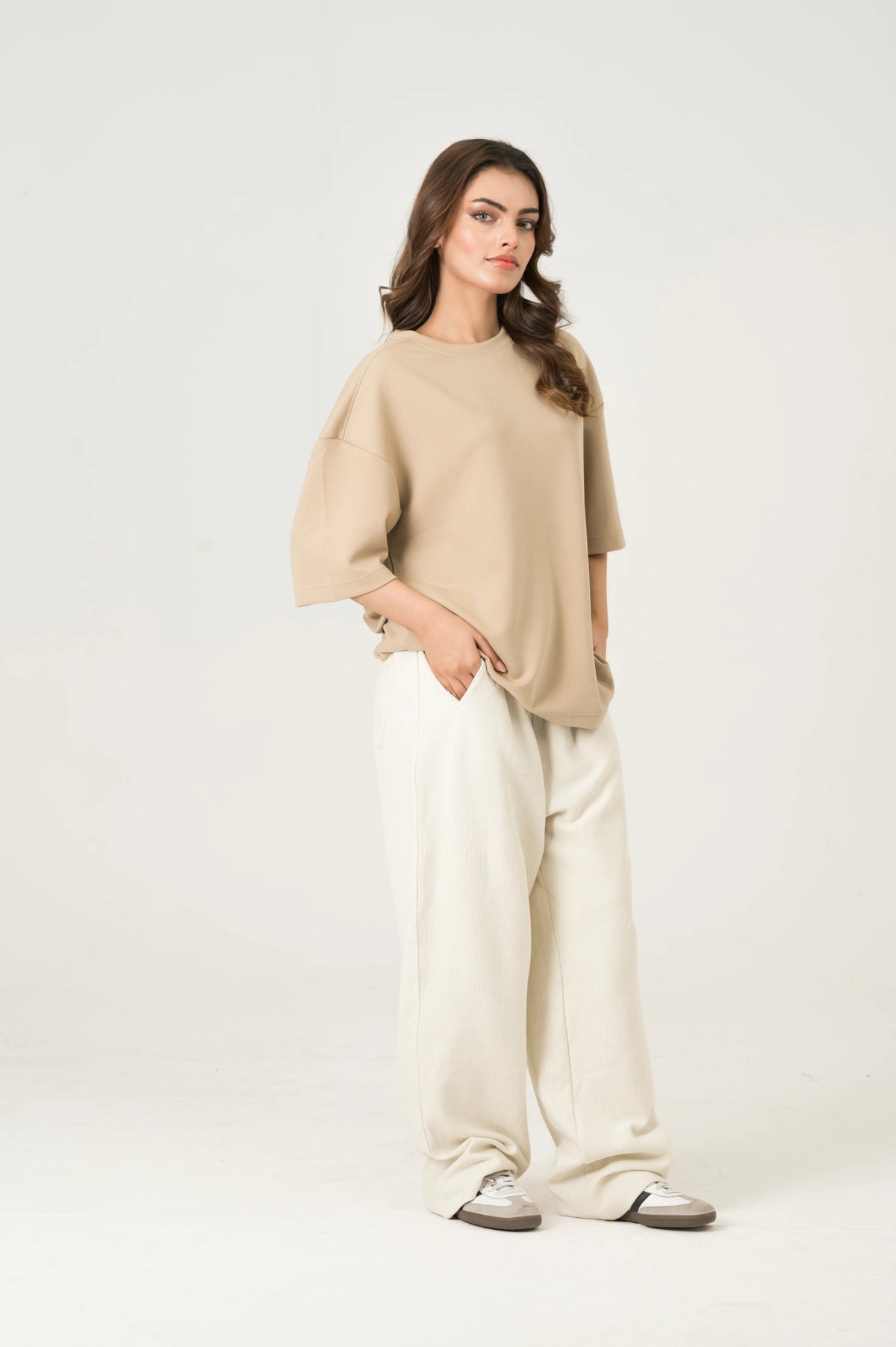 Cream Wide Leg Trouser