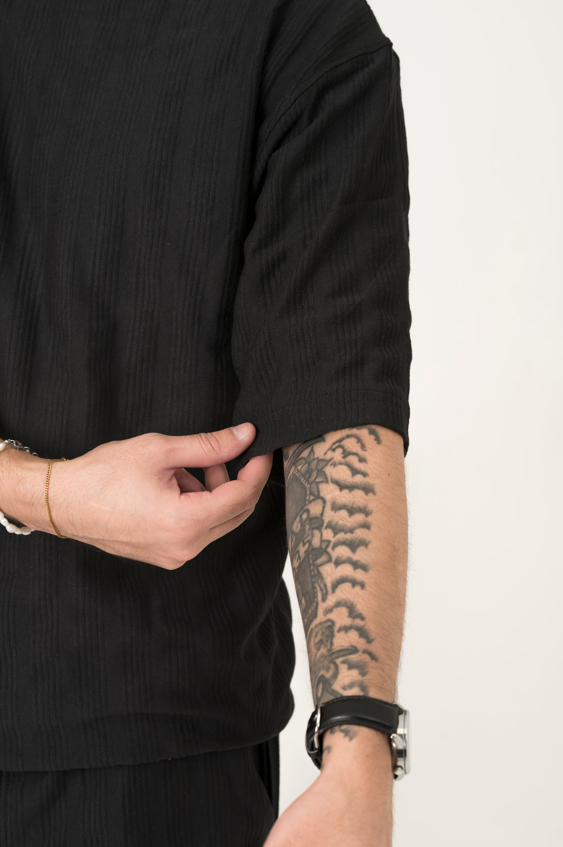 Black Jacquard Crewneck