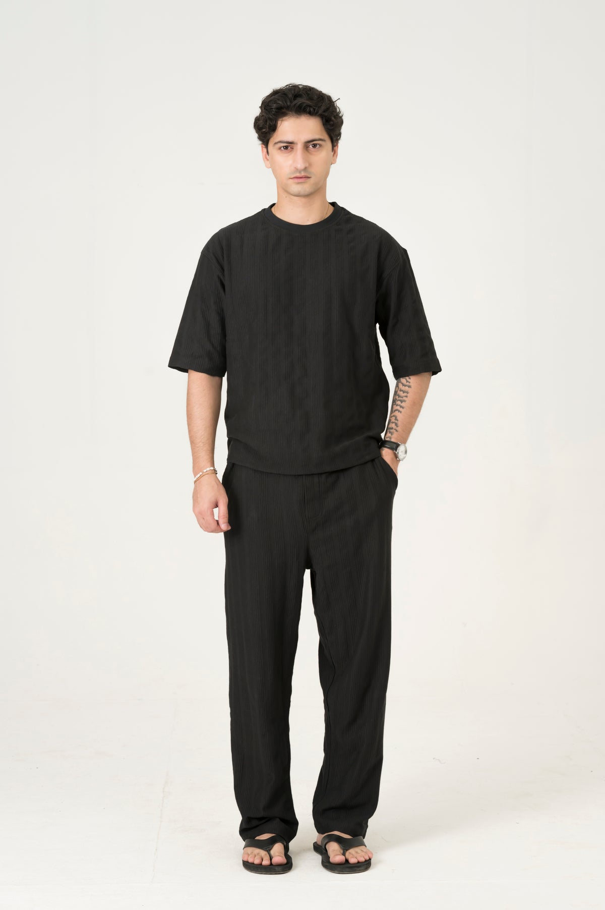 Black Jacquard Set - Men