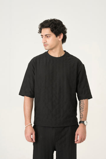 Black Jacquard Crewneck