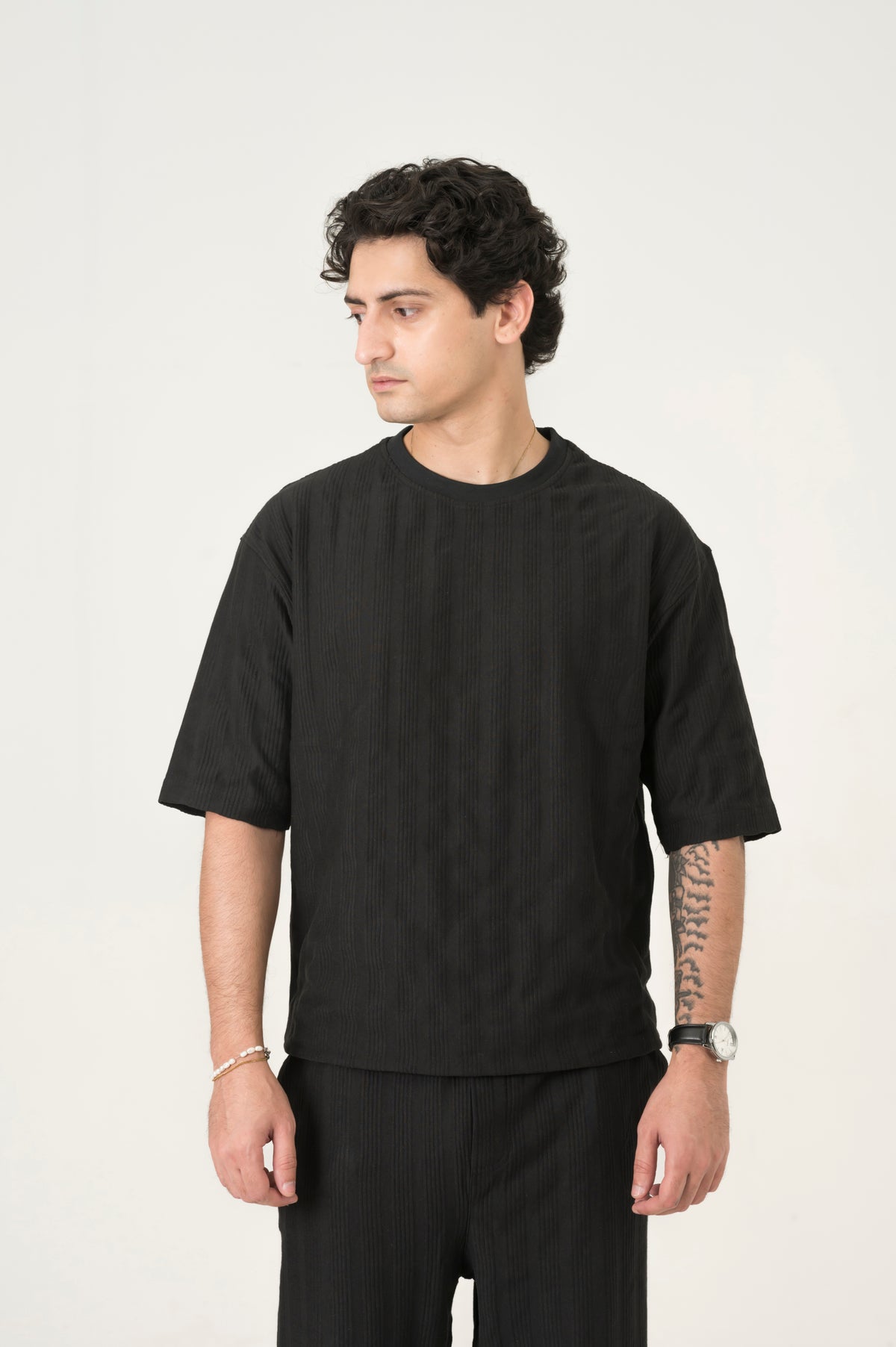Black Jacquard Crewneck