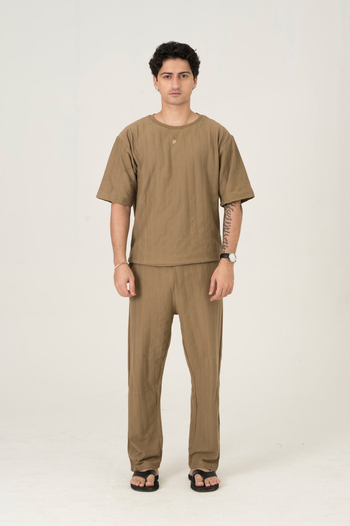 Khaki Jacquard Set - Men