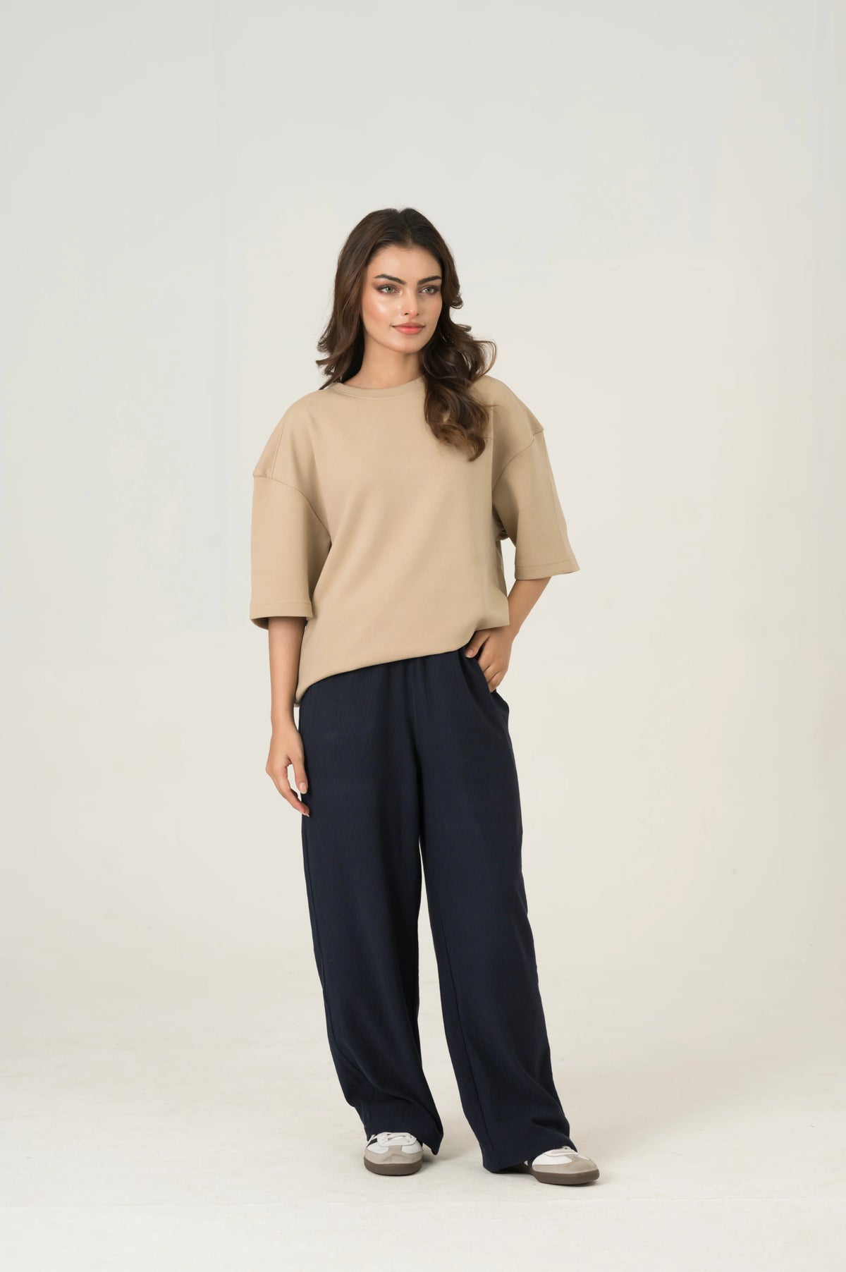 Navy Blue Wide Leg Trouser