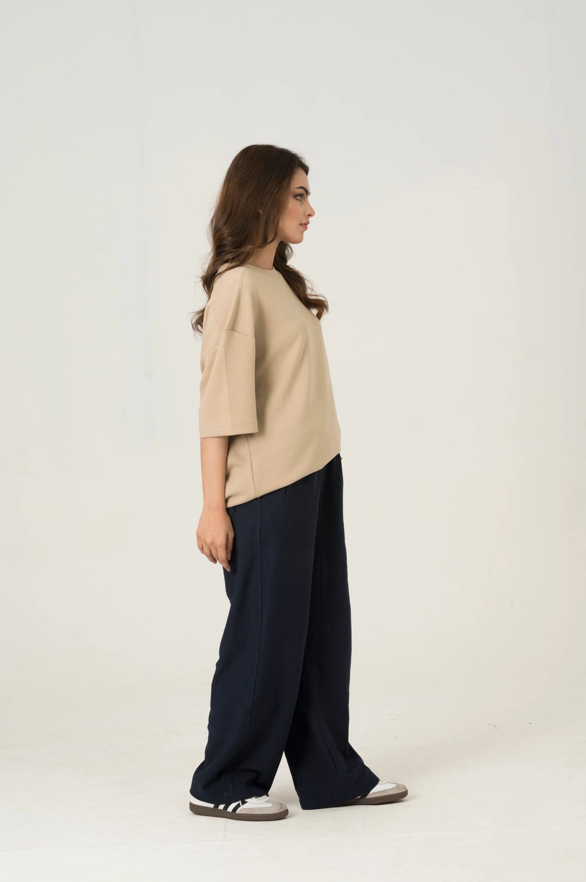 Navy Blue Wide Leg Trouser