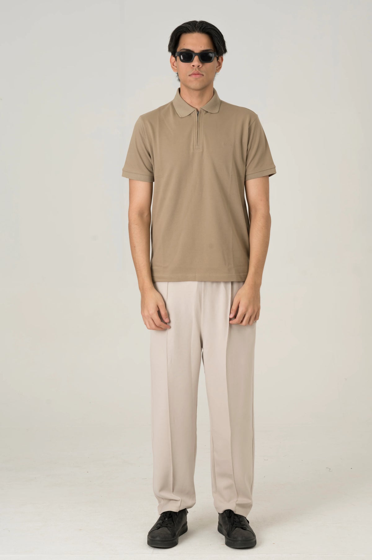 Beige Zip polo