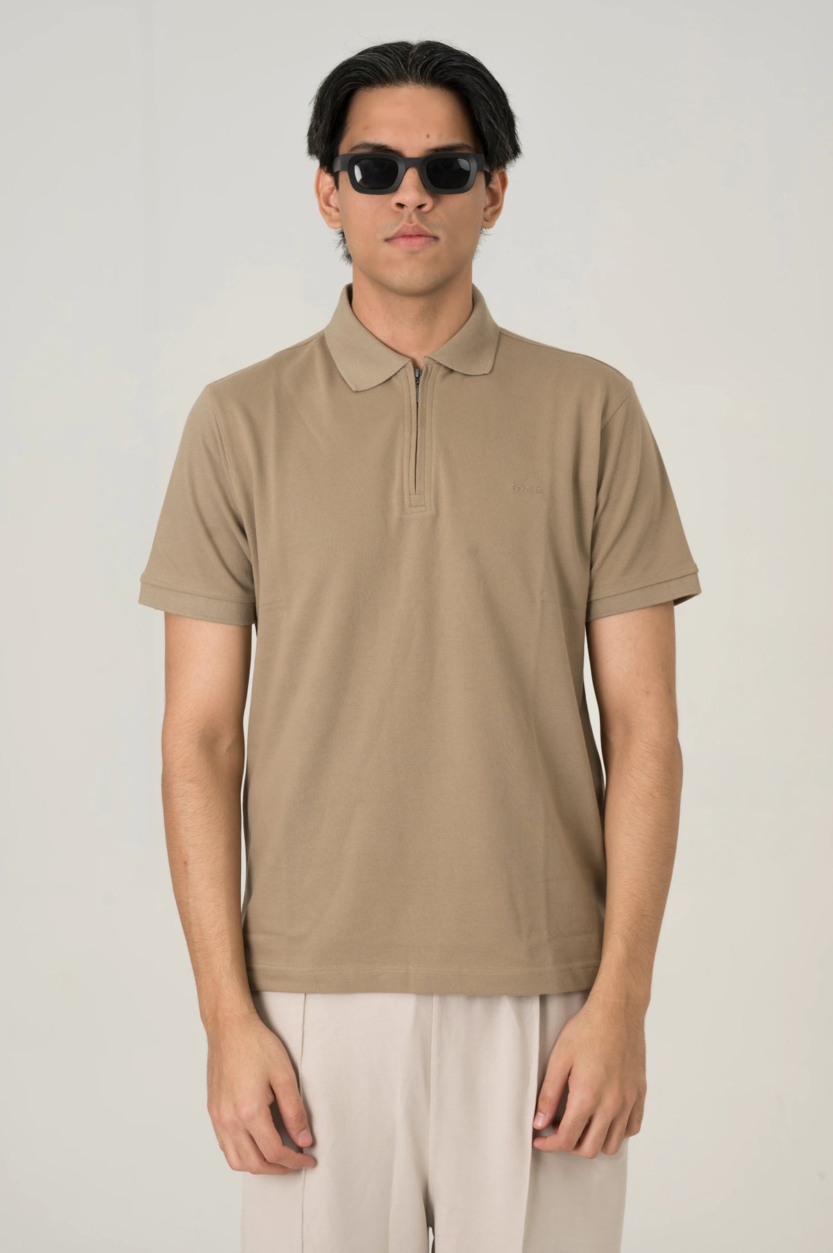Beige Zip polo