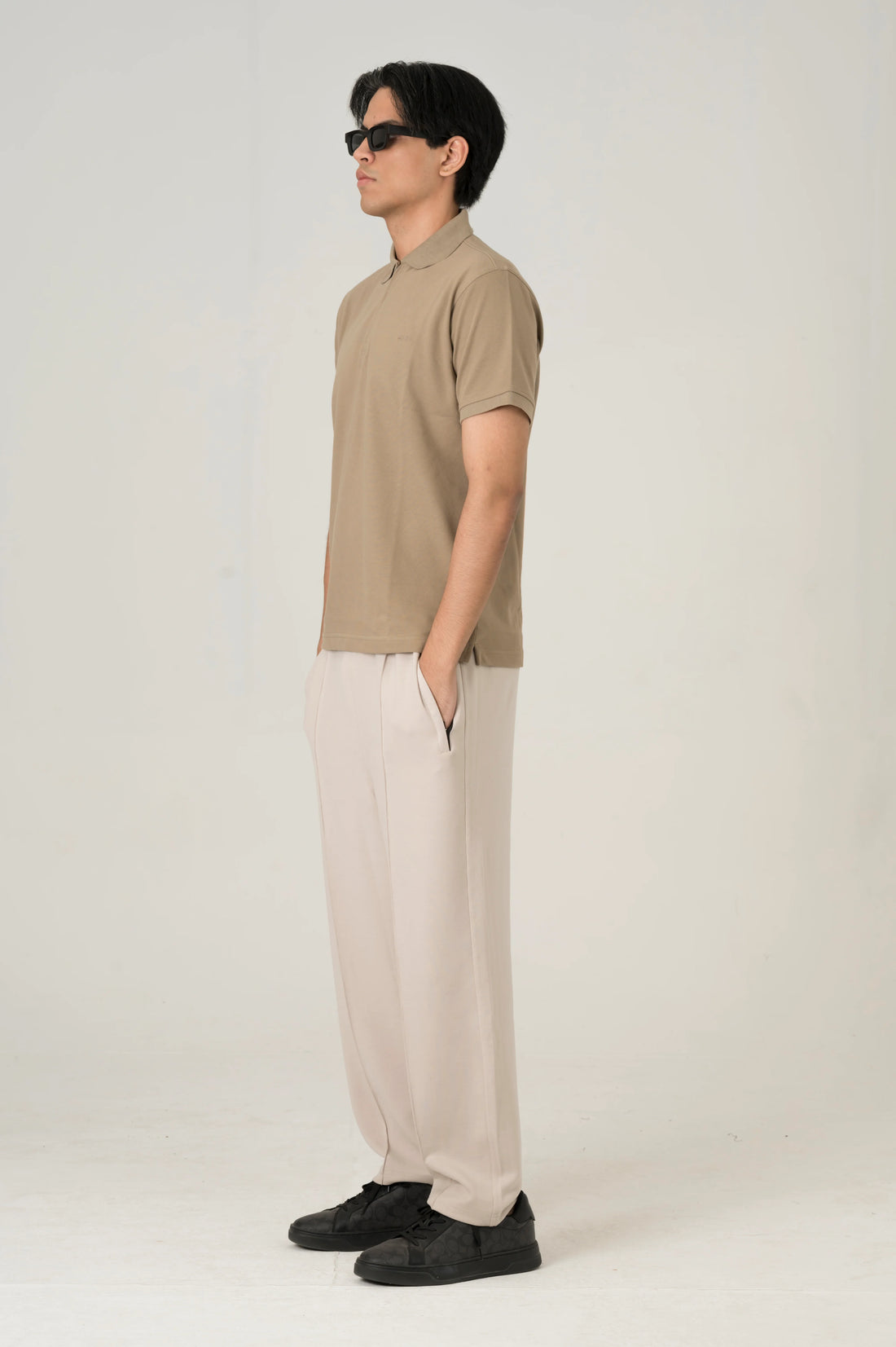 Beige Zip polo
