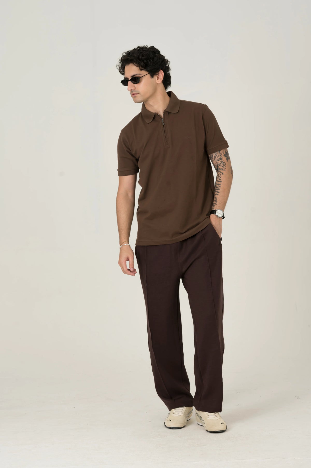 Dark brown Zip polo
