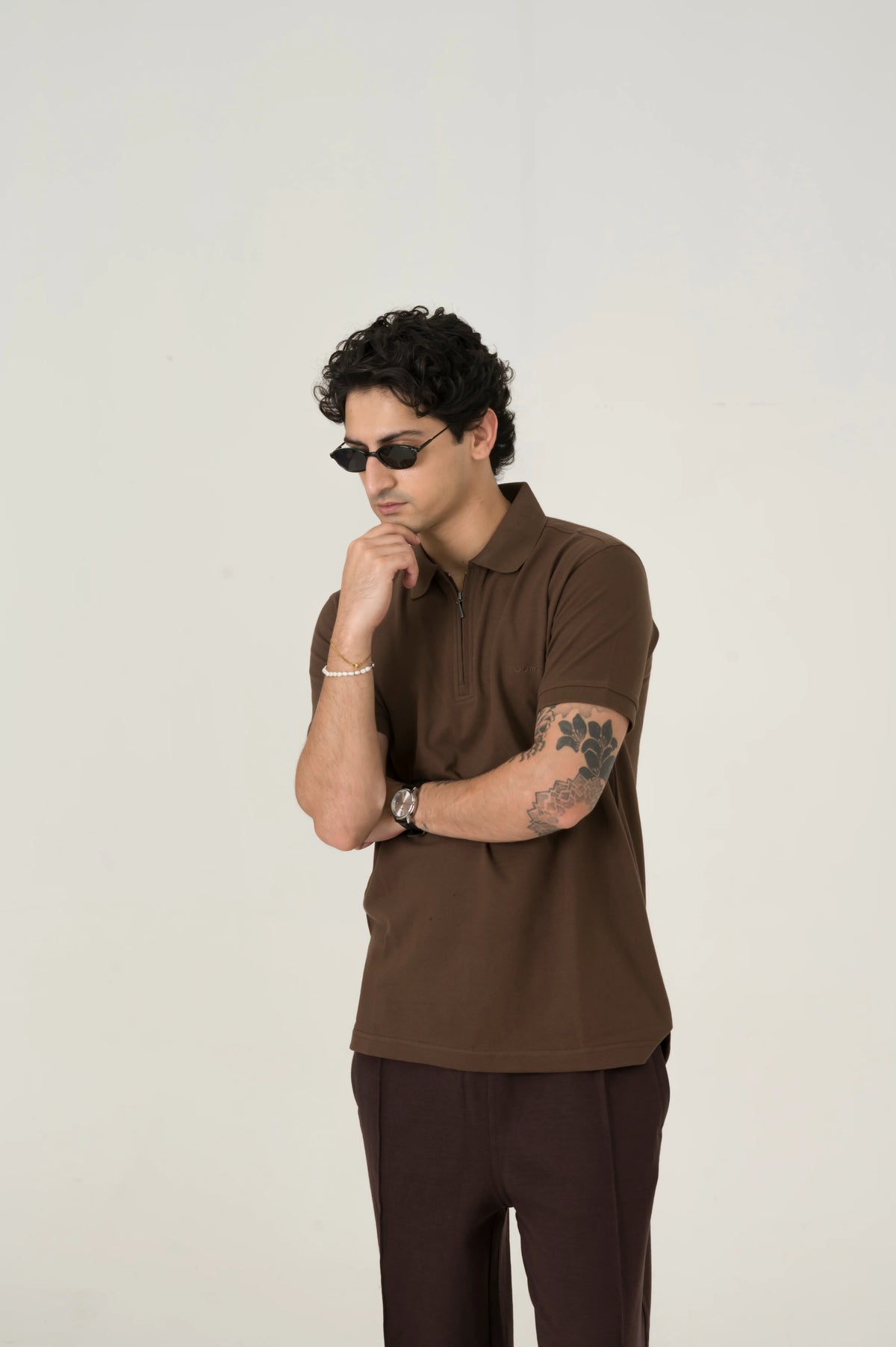 Dark brown Zip polo
