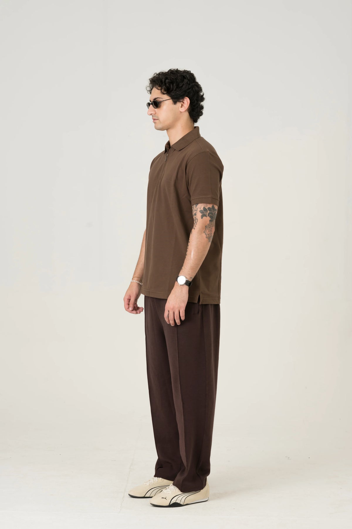 Dark brown Zip polo