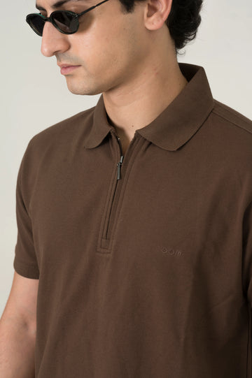 Dark brown Zip polo