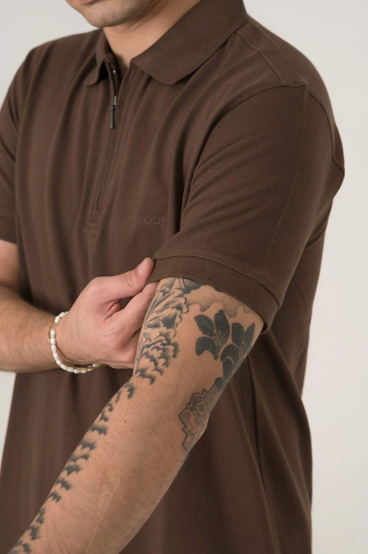 Dark brown Zip polo