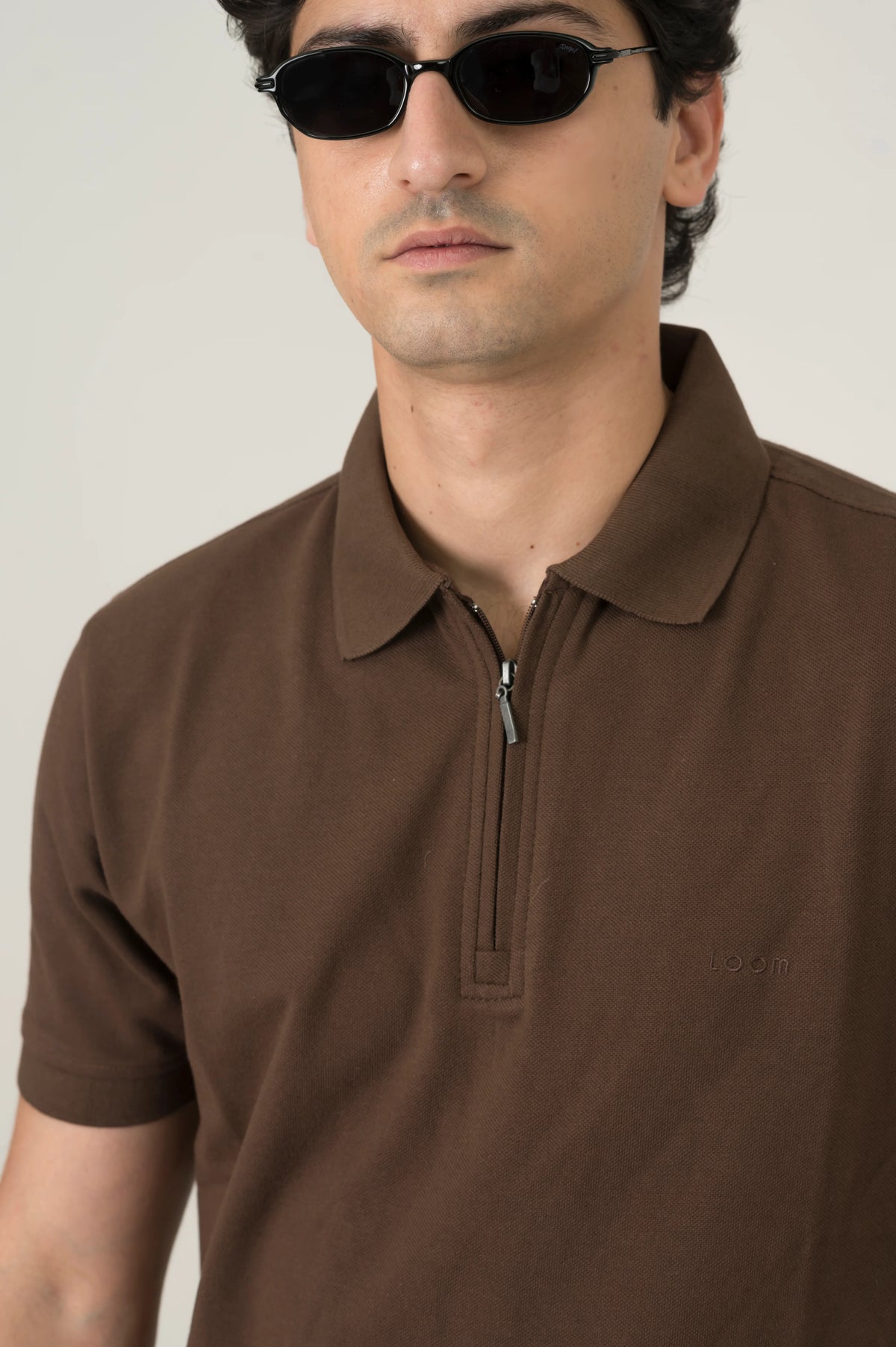 Dark brown Zip polo