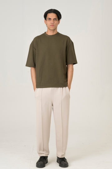 Cloud Beige pleated trouser
