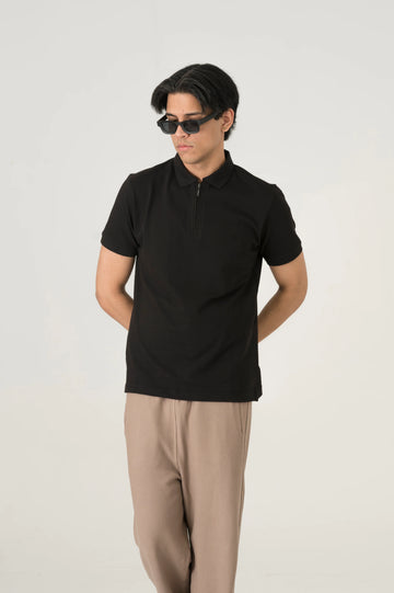 Black Zip polo